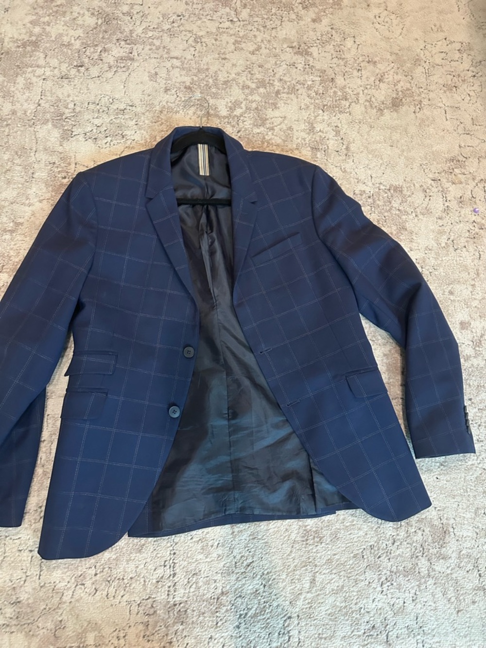 Men's Zara Navy Windowpane 2 piece suit - Classic Tailored Fit